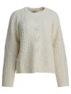 Sandbeige Cable-knit Knitwear In White