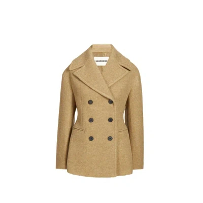 Sandbeige Manteau En Laine In Brown