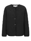 Sandbeige Nylon Quilted Jacket In Black