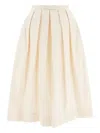 Sandbeige Pleated Bow-detail Skirt In White