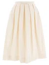 Sandbeige Pleated White Skirt With Comfortable Fit In Neutral