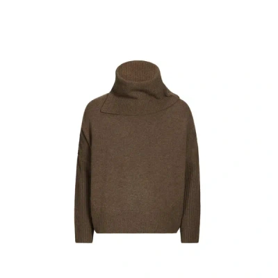 Sandbeige Pull Large En Coton Et Cachemire Mélangés In Brown