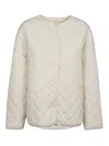 Sandbeige Quilted Nylon Jacket In White