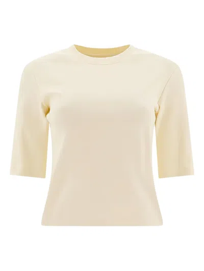 Sandbeige Ribbed Crew-neck Top In Neutral
