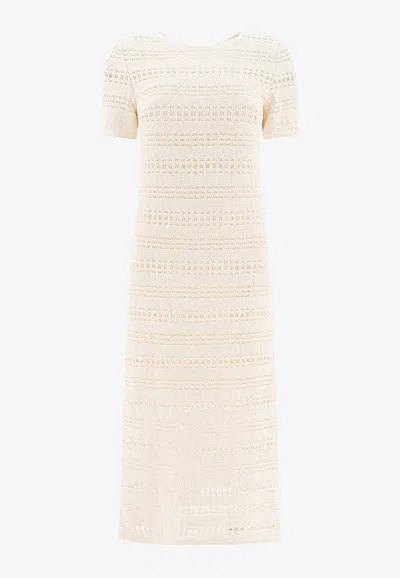 SANDBEIGE RIBBED MIDI DRESS