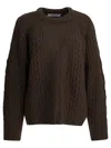 Sandbeige Cable-knit Crew-neck Knitwear In Brown