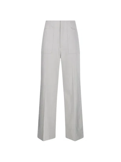 Sandbeige Side-pockets Trousers In White