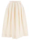 Sandbeige Pleated Bow-detail Skirt In White