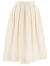 Sandbeige Pleated Bow-detail Skirt In White