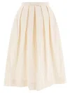 Sandbeige Pleated Bow-detail Skirt In White