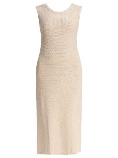 Sandbeige Sleeveless Fitted Knit Dress In Neutral