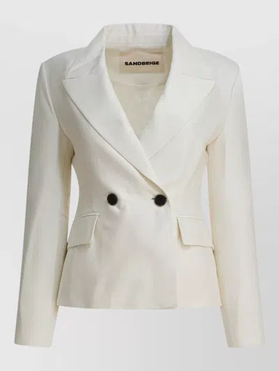 Sandbeige Tailored Jacket Coat Back Vent Buttoned Cuffs In Neutral
