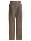 Sandbeige Beige Wool Blend Trousers In Green