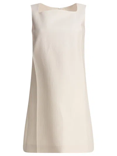 Sandbeige White Linen Dress In Neutral