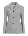 Sandbeige Woman Blazer Grey Size M Wool, Nylon, Silk