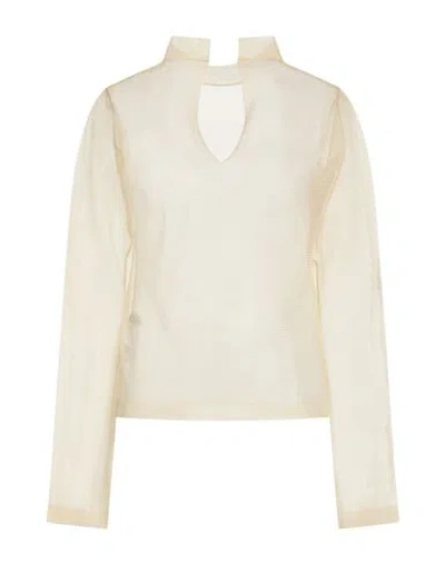 Sandbeige Woman Top Pastel Yellow Size S Polyester In Brown