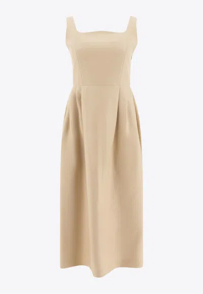 SANDBEIGE WOOL MIDI DRESS