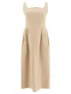 Sandbeige Wool Midi Dress In Neutral