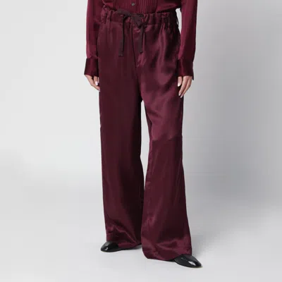 Sanderlak Aubergine Fluid Trousers In Lustrous Viscose In Brown