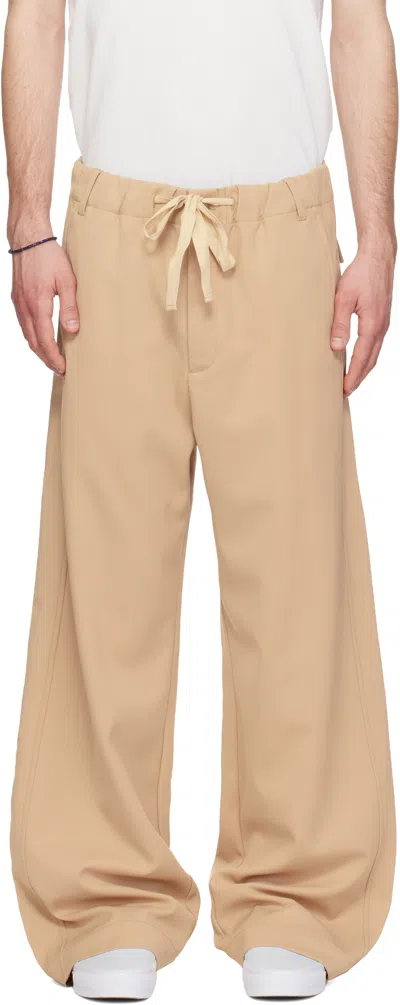 Sanderlak Beige Tailored Drawstring Trousers