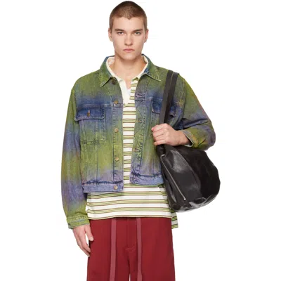 Sanderlak ブルー＆グリーン Jean デニムジャケット In Green