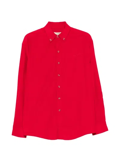 Sanderlak Button-down Embroidered Shirt In Red