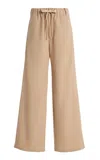 Sanderlak Drawstring Wool-blend Twill Wide-leg Pants In Nude