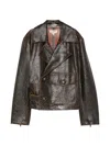 Sanderlak Flap-pocket Leather Jacket In Brown