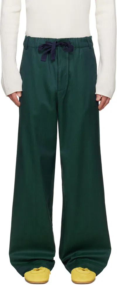 Sanderlak Green Tailored Drawstring Trousers
