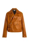 Sanderlak Leather Moto Jacket In Orange