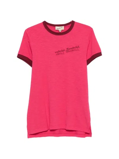 Sanderlak Ringer-t-shirt Mit Logo-stickerei In Pink