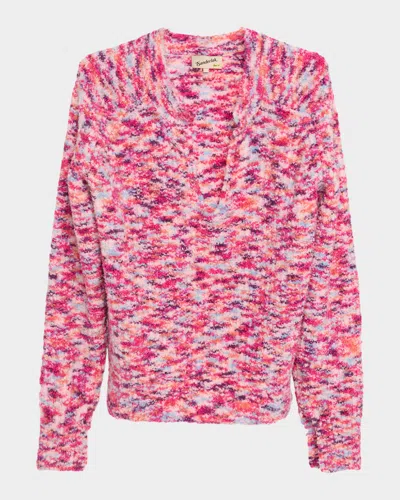 Sanderlak Men & Apos;s Melange Split Open-crewneck Sweater In Pink