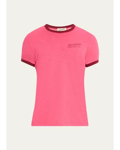 Sanderlak Men's Contrast-trim Crewneck T-shirt In Pink