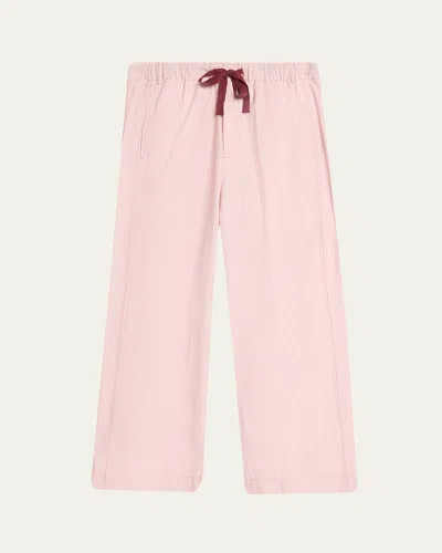 Sanderlak Men's Cotton Poplin Stripe Wide-leg Pants In Red