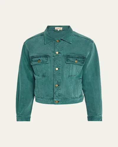 Sanderlak Men's Cropped Washed Denim Jacket In Green
