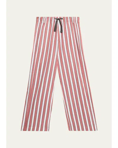 Sanderlak Men's Striped Poplin Wide-leg Drawstring Pants In Multi