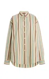 Sanderlak Oversized Striped Poplin Shirt In Neutral