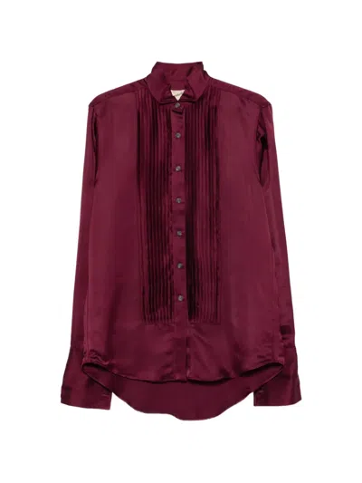 Sanderlak Pleated-bib Shirt In Burgundy