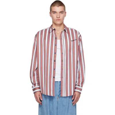 Sanderlak White Boardroom Striped Oversized Shirt In Pink