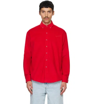 Sanderlak レッド オーバーサイズ ベビーコード シャツ In Red