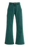 Sanderlak Rigid Low-rise Flared Utility Jean In Green