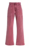 Sanderlak Rigid Low-rise Flared Utility Jean In Pink