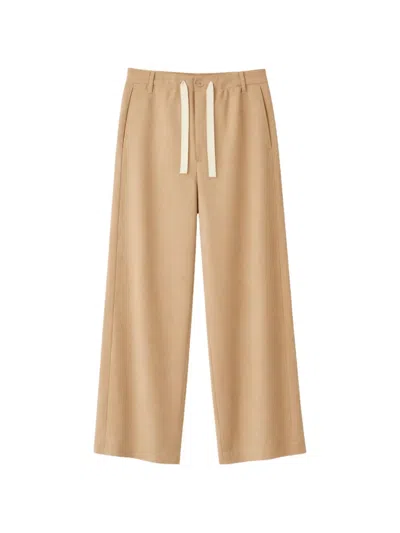 Sanderlak Santa Monica Drawstring-waist Wide-leg Trousers In Neutral