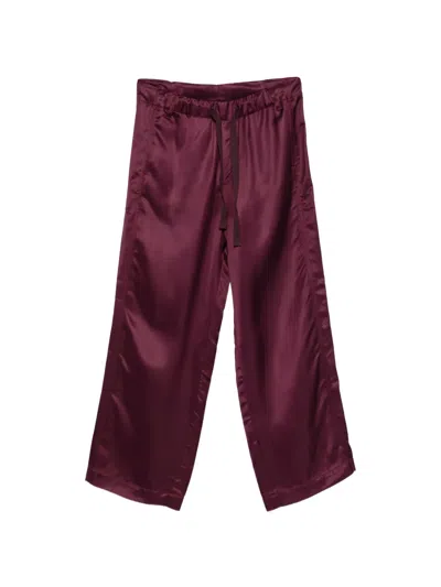 Sanderlak Satin-finish Wide-leg Trousers In Purple