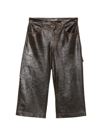 Sanderlak Skater Crinkled-finish Wide-leg Trousers In Brown