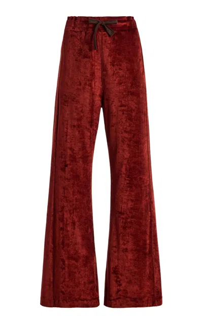 Sanderlak Velvet Flared Pants In Red