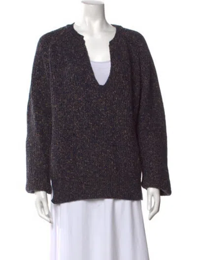 Pre-owned Sanderlak Wool Tweed Pattern Sweater In Blue