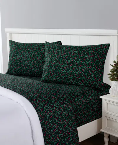 Sanders Holiday Printed Microfiber 4-pc. Sheet Set, King In Green