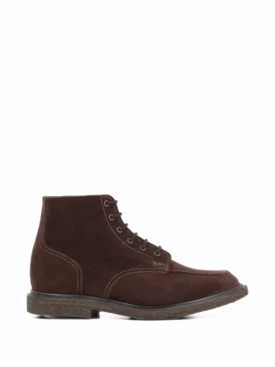 Sanders Lace-up Suede Boots In Brown