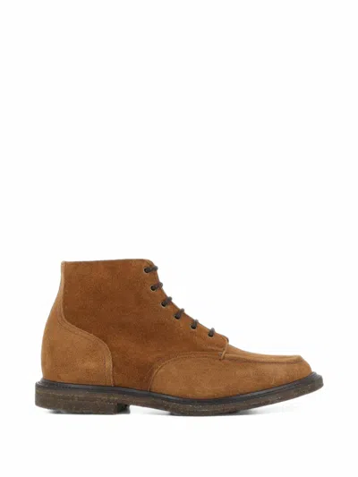 Sanders Lace-up Suede Boots In Brown